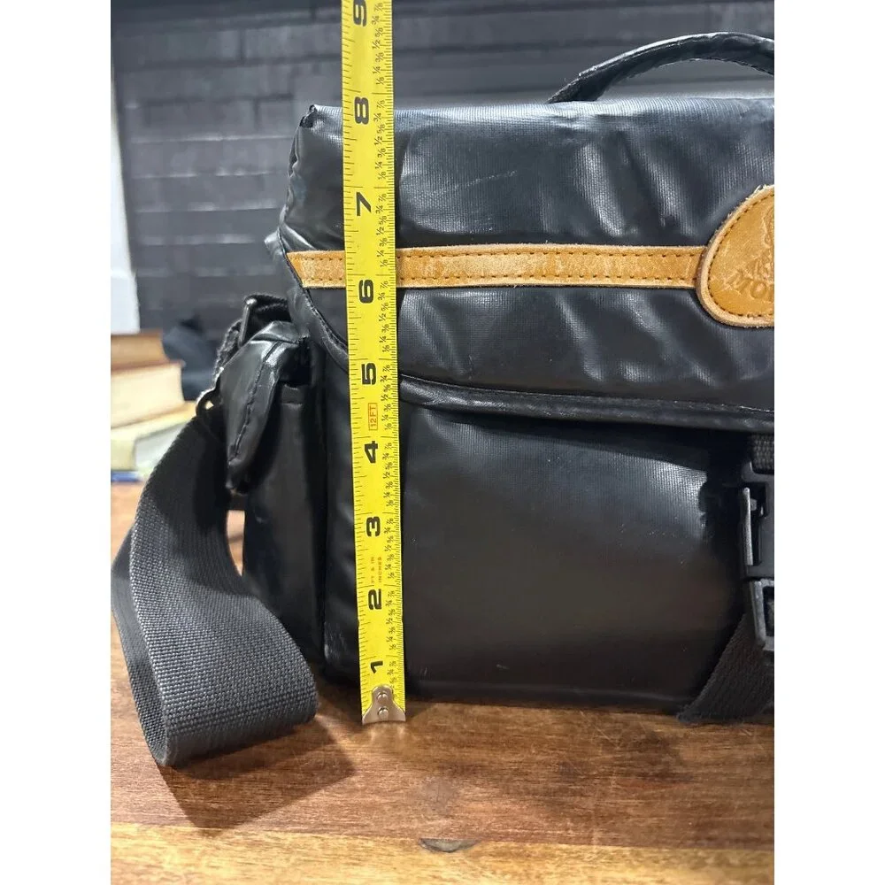 Vintage Mohawk Padded Camera Bag Black With Yellow Logo Patch & Adjustable Strap
